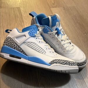 Jordan Men White and University Blue Retro Sneakers with Elephant Print